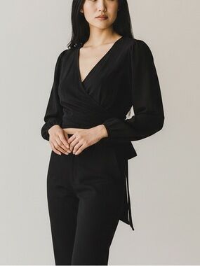 New Express Chiffon Faux Wrap Top